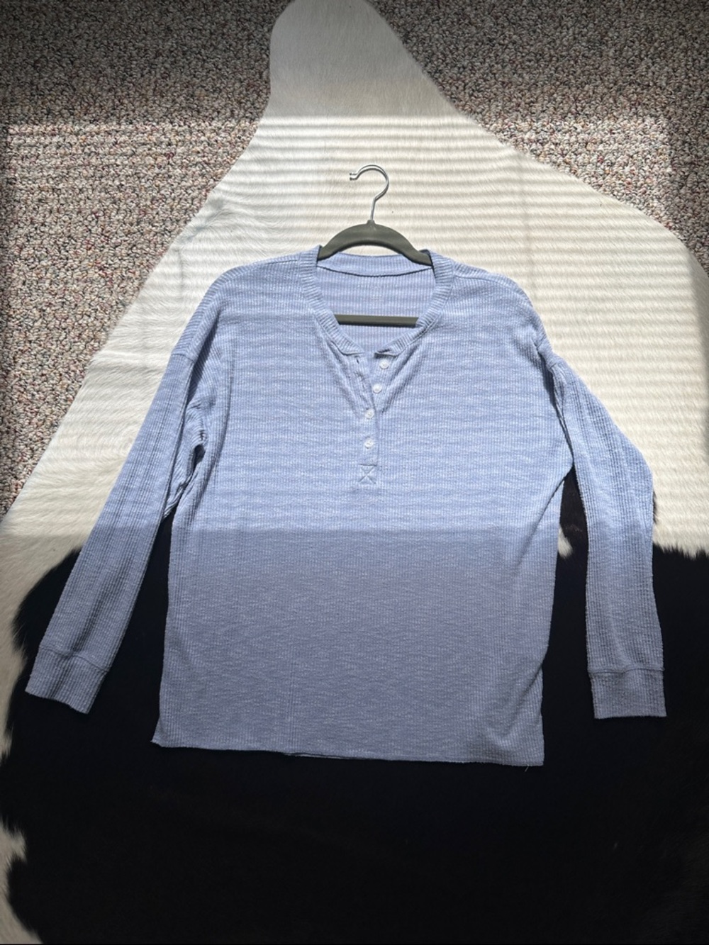 Light Blue Henley Long-Sleeve Shirt - Women’s
